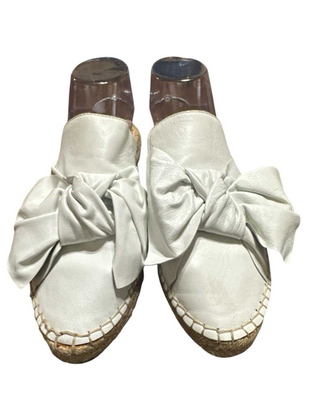 Sam Edelman Lynda Espadrille Mule Women Size 8.5 Leather White Bow Slip On
